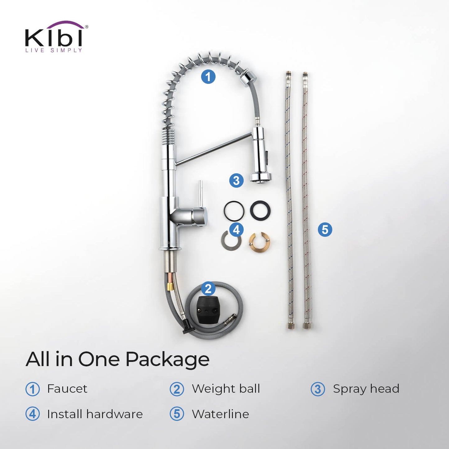 Kibi Lodi Single Handle High Arc Pull Down Kitchen Faucet In Chrome Finish