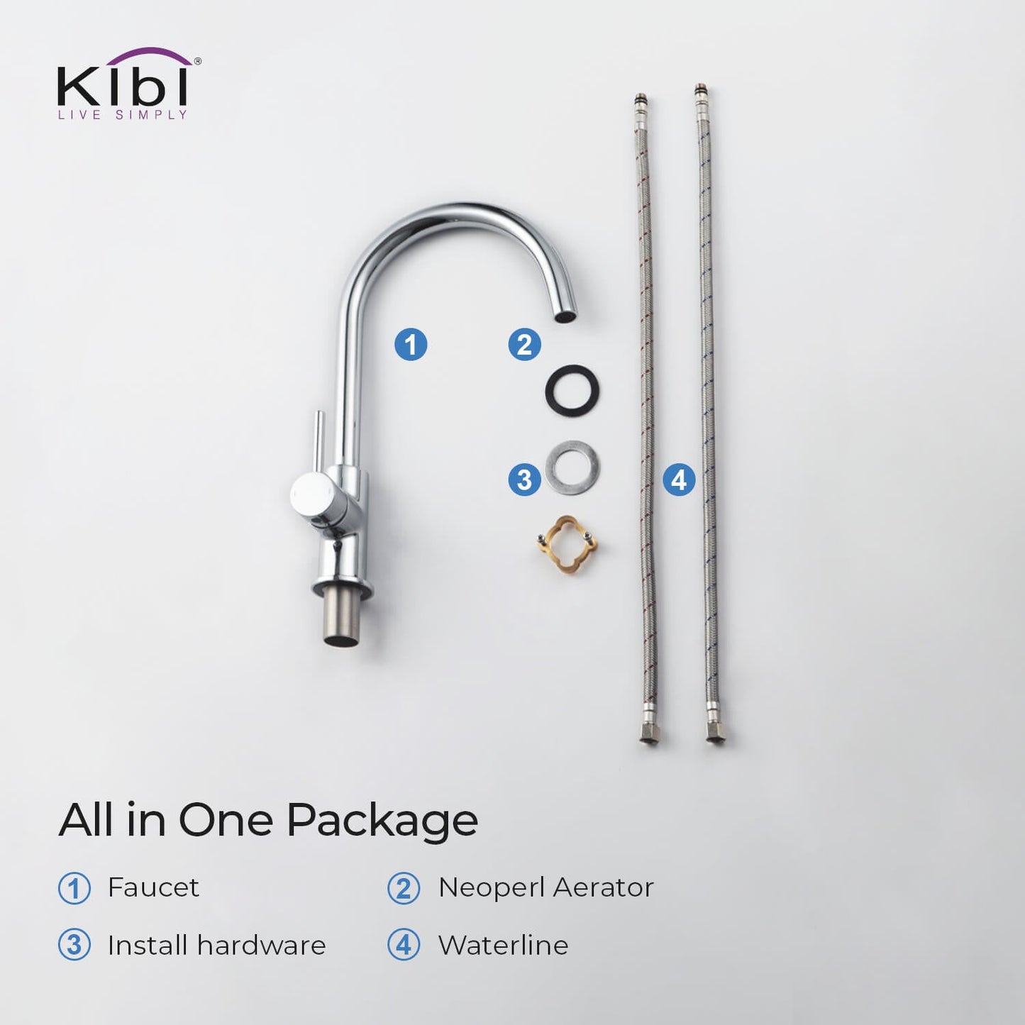 Kibi Lowa Single Handle High Arc Kitchen Bar Sink Faucet in Chrome Finish