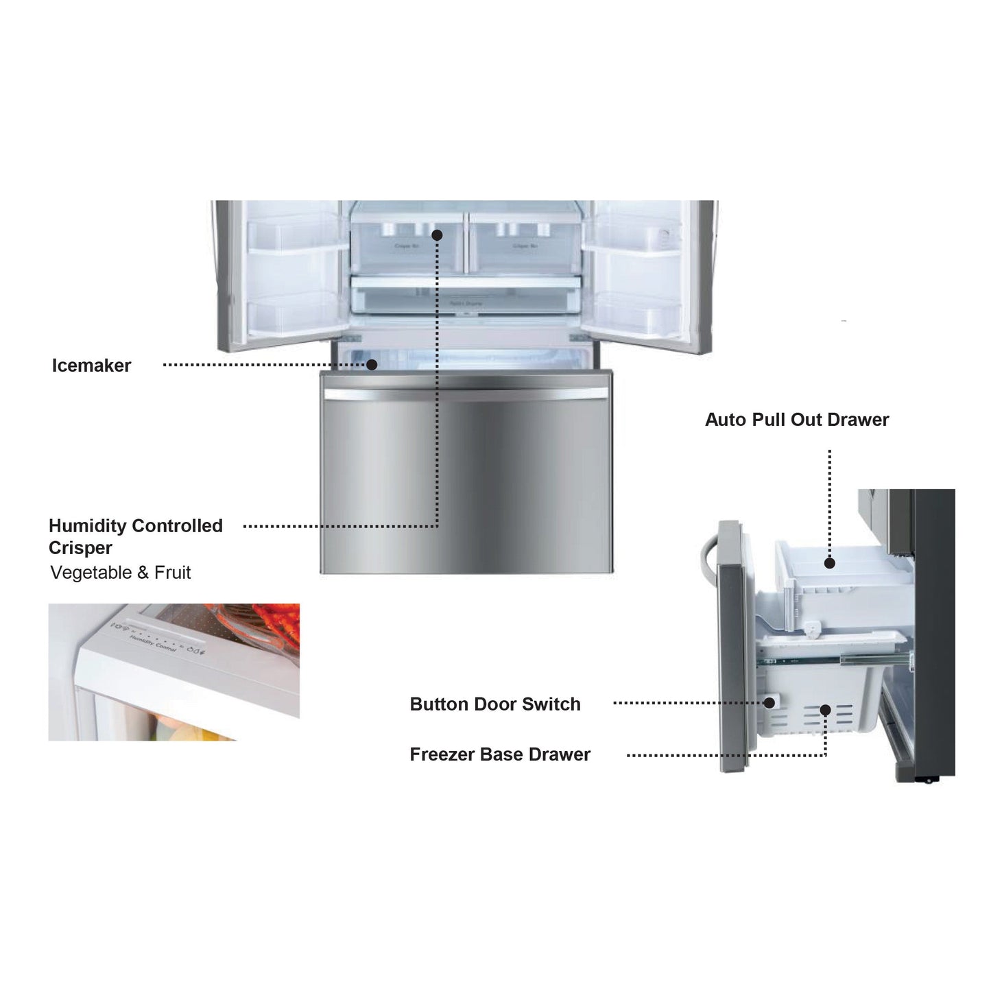 Kucht 36" 26 Cu. Ft. Stainless Steel French Door Refrigerator With Interior Ice Maker