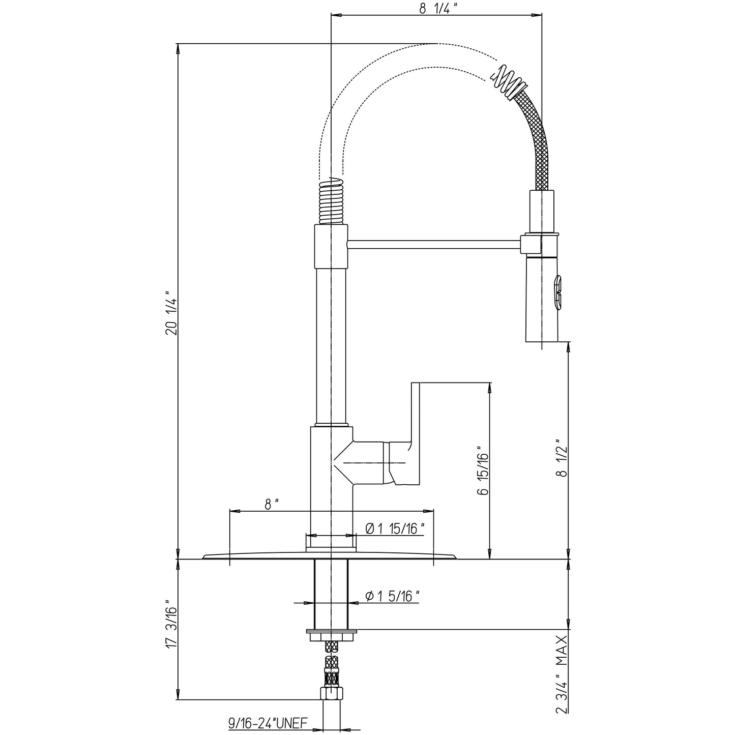 LaToscana Arena Polished Chrome Single-Hole Spring Spout Kitchen Faucet