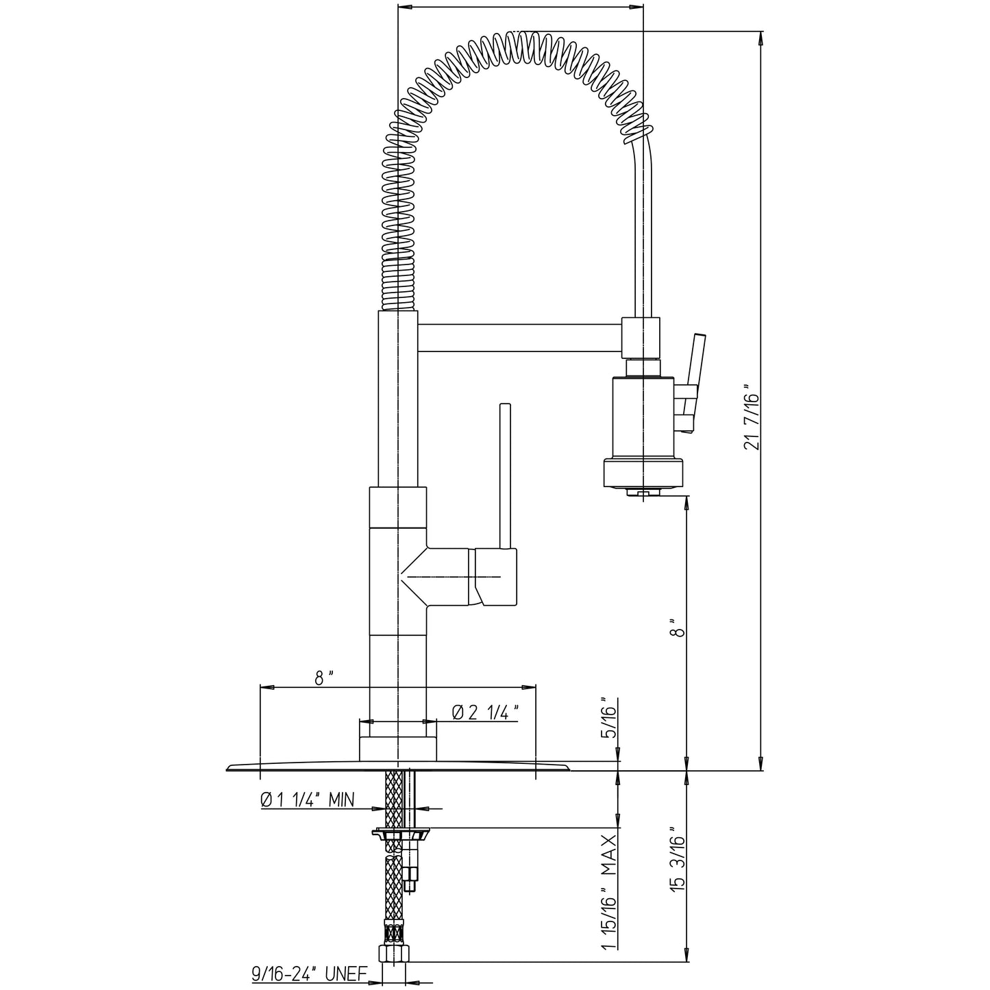 LaToscana Mini Marylin Brushed Nickel Single Hole Pull-Out Kitchen Faucet With Spring Spout
