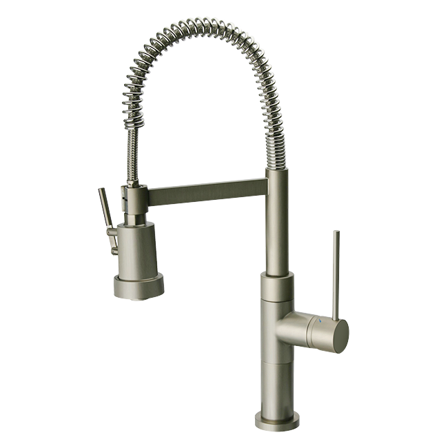 LaToscana Mini Marylin Brushed Nickel Single Hole Pull-Out Kitchen Faucet With Spring Spout