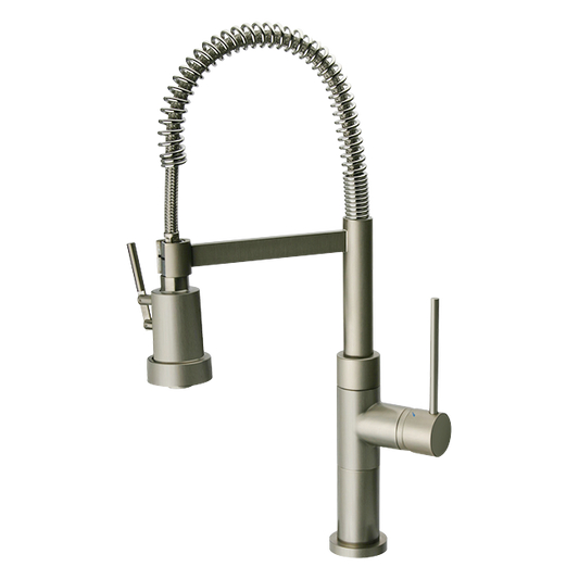 LaToscana Mini Marylin Brushed Nickel Single Hole Pull-Out Kitchen Faucet With Spring Spout