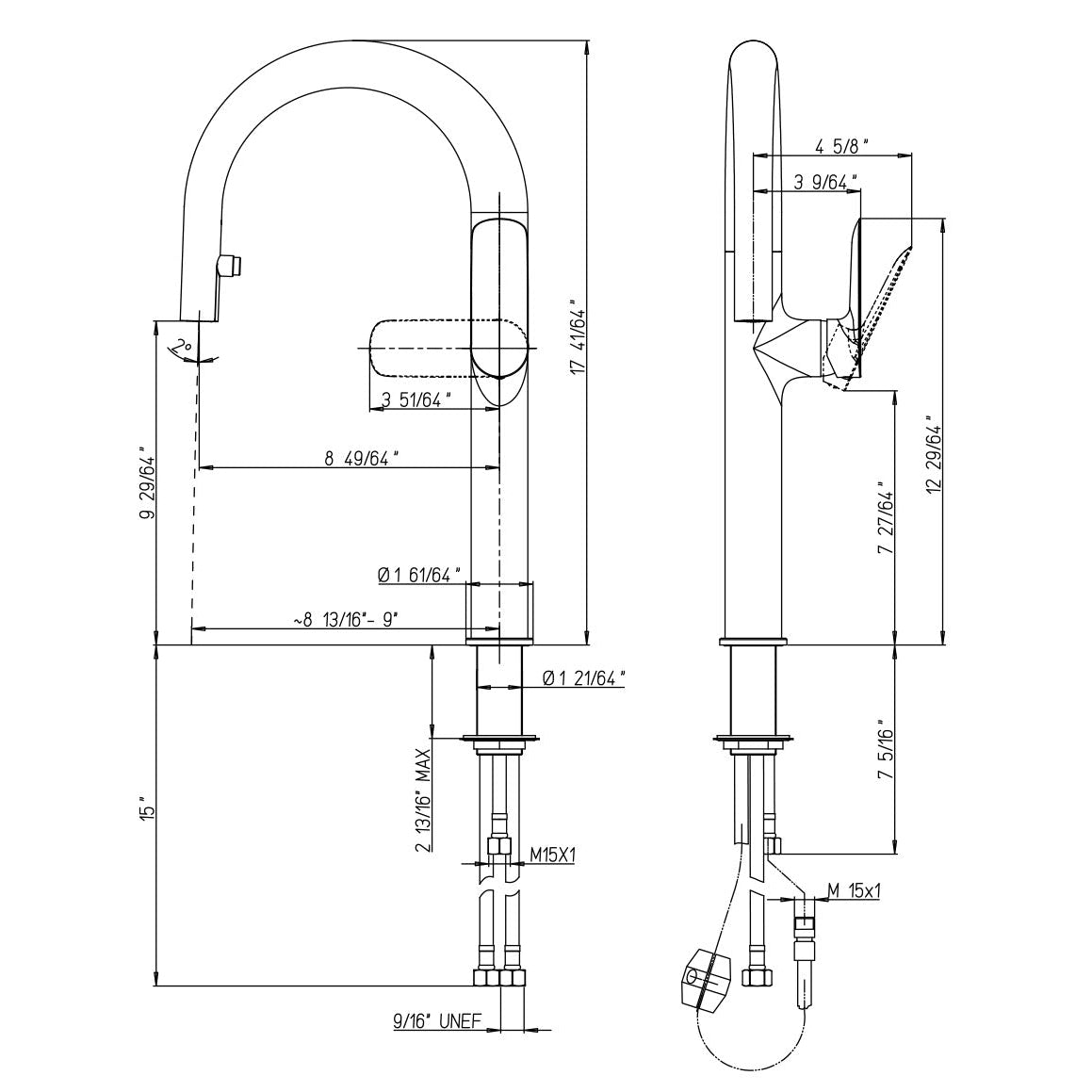 LaToscana Nove Polished Chrome Single Handle Pull-Down Sprayer Kitchen Faucet