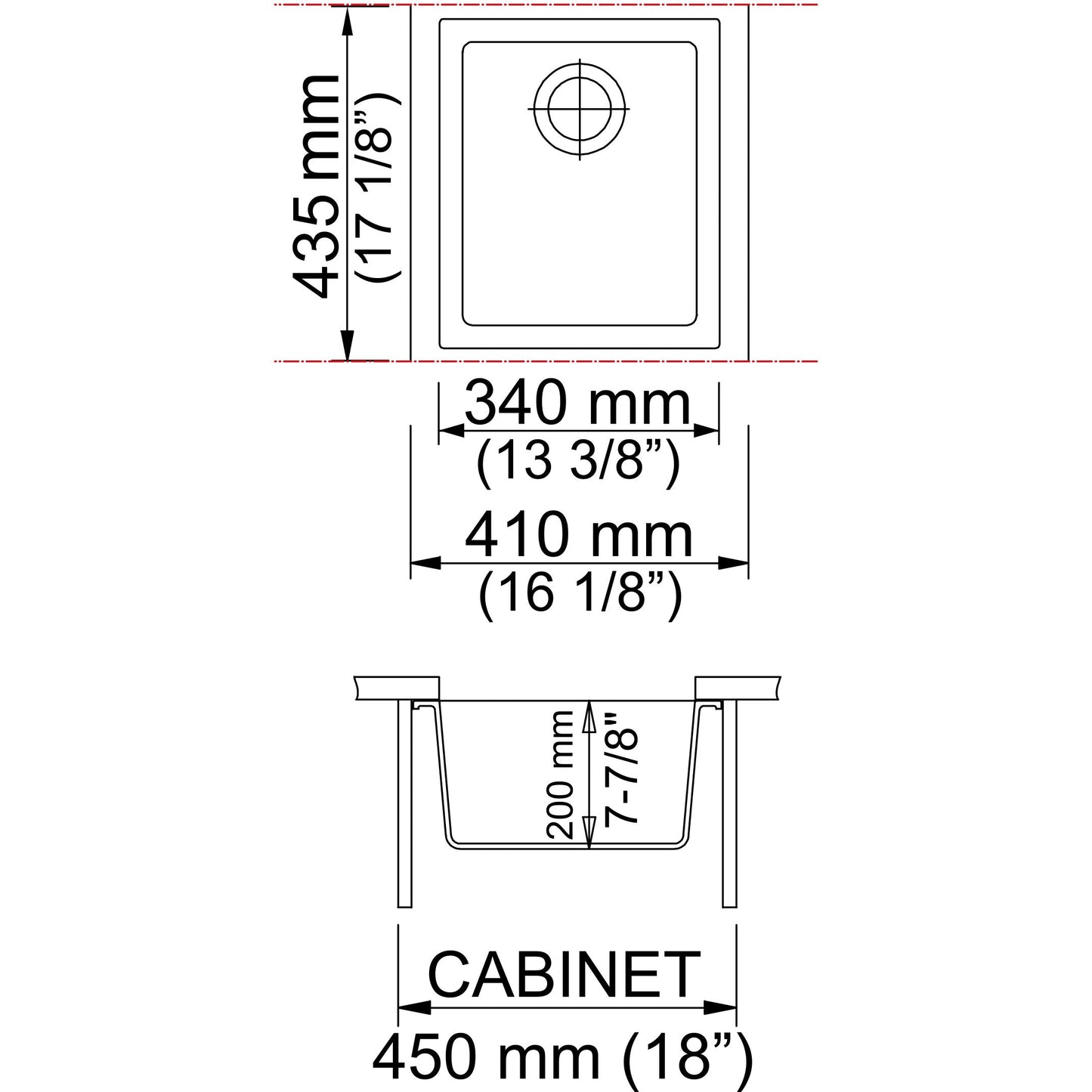 LaToscana Plados 16'' x 17'' x 8" Black Metallic Single Bowl Granite Undermount Kitchen Sink