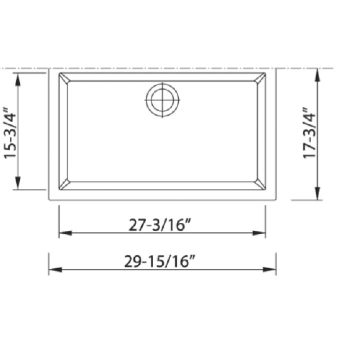 LaToscana Plados 30" x 18" x 8" Titanium Single Bowl Granite Undermount Kitchen Sink