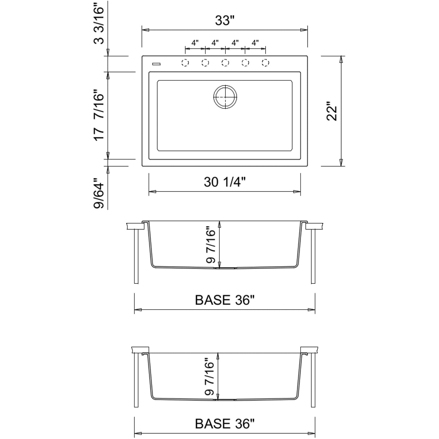 LaToscana Plados 33" x 19" x 10" Brown Single Bowl Granite Undermount Kitchen Sink