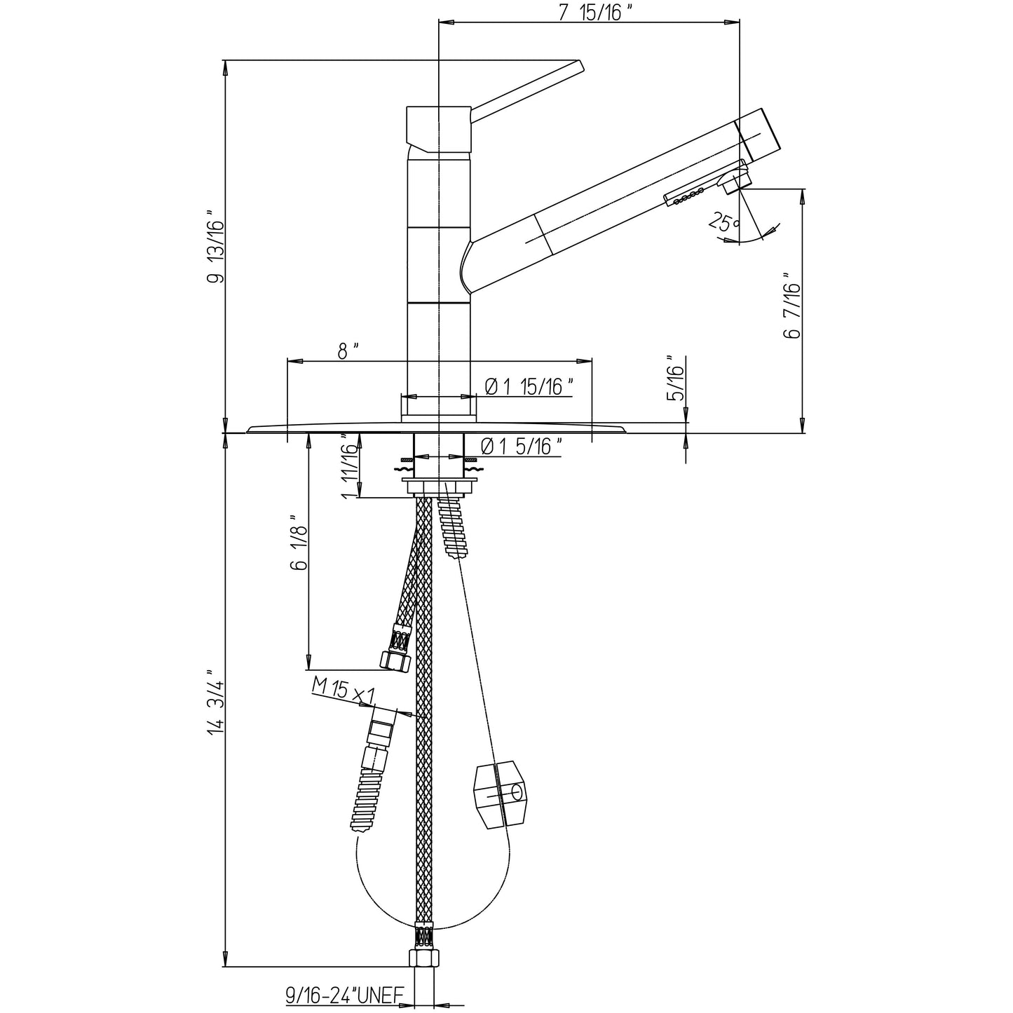 LaToscana Titanium Single Hole Pull-out Spray Kitchen Faucet