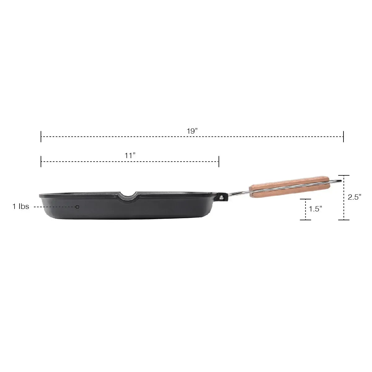 MASTERPAN Classico Series 11” Grill Pan Non-stick Cast Aluminum With Folding Handle