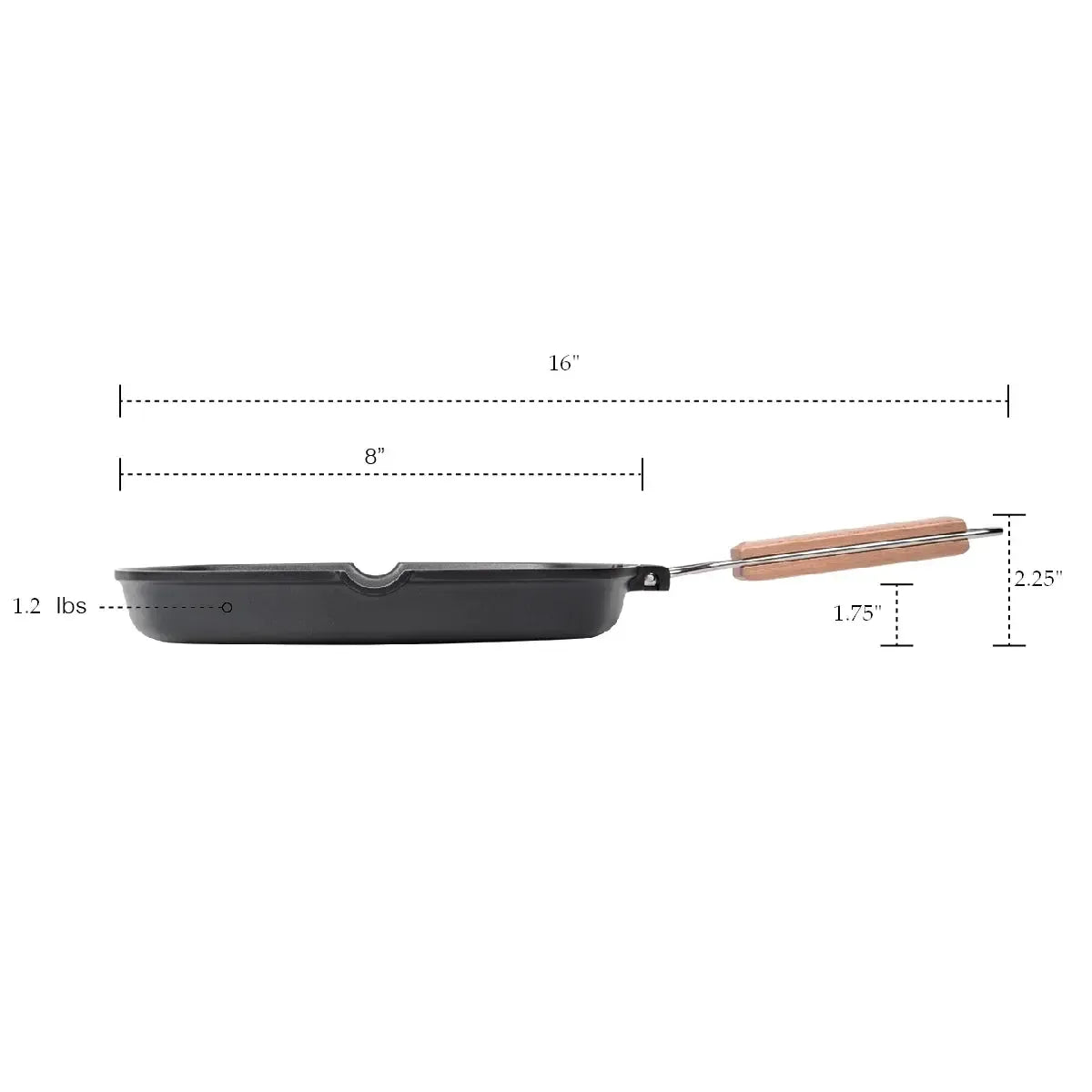 MASTERPAN Classico Series 8” Grill Pan Non-stick Cast Aluminum With Folding Handle