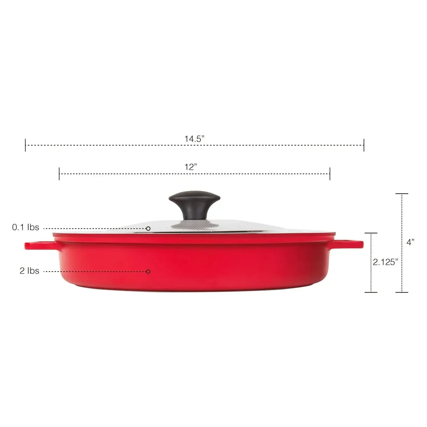 MASTERPAN Innovative Series 12” Red Stovetop Oven Grill Pan With Heat-in Steam-Out Lid, Non-stick Cast Aluminum