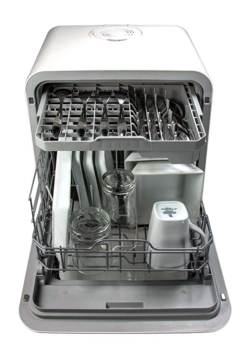 Magic Chef 17" W x 18" H White 3-Place Setting 5 Programs Countertop Dishwasher With Built-In Water Tank