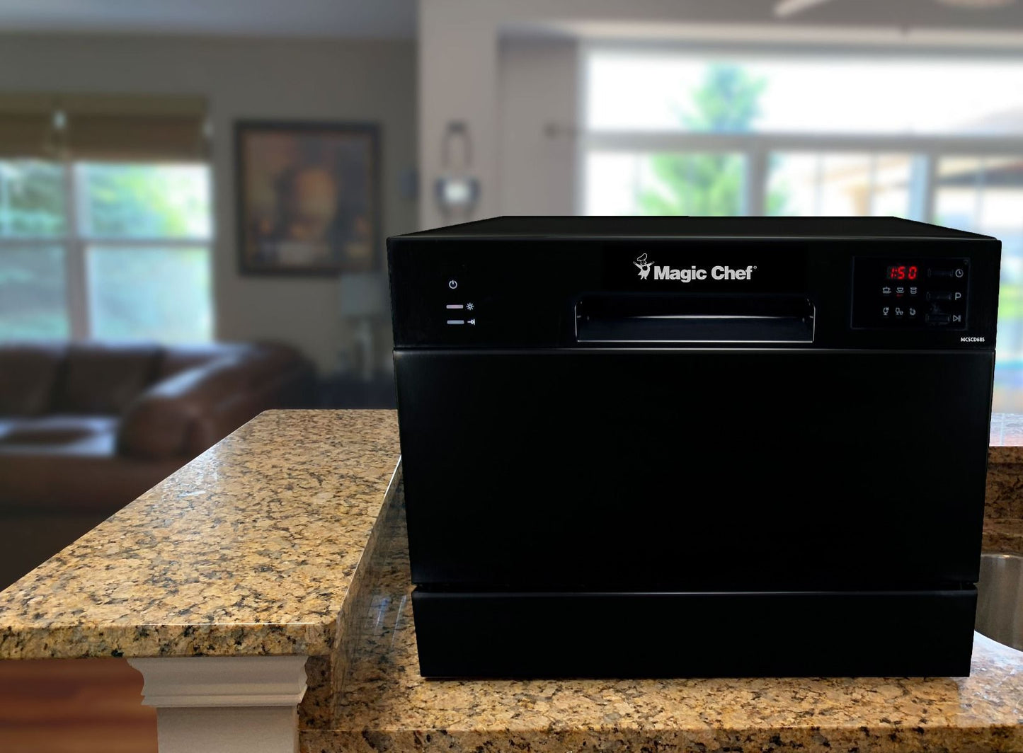 Magic Chef 22" W x 17" H Black 6-Place Setting Countertop Dishwasher