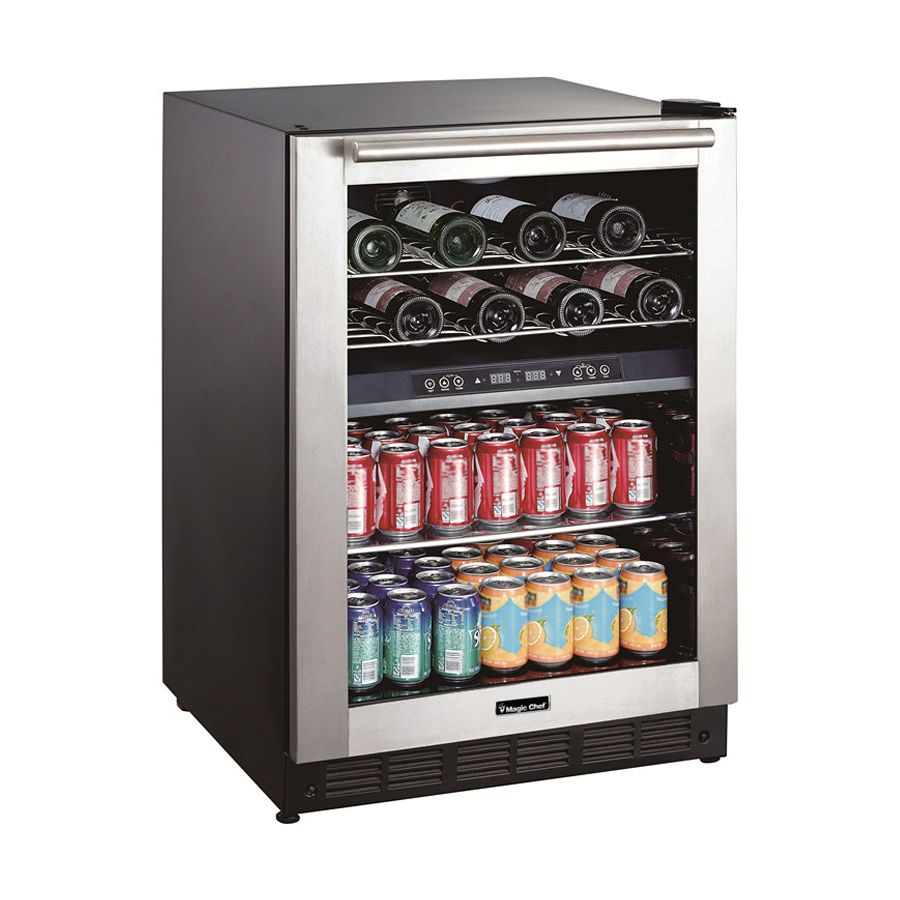 Magic Chef 24" Silver Dual Zone Built-In Wine and Beverage Cooler