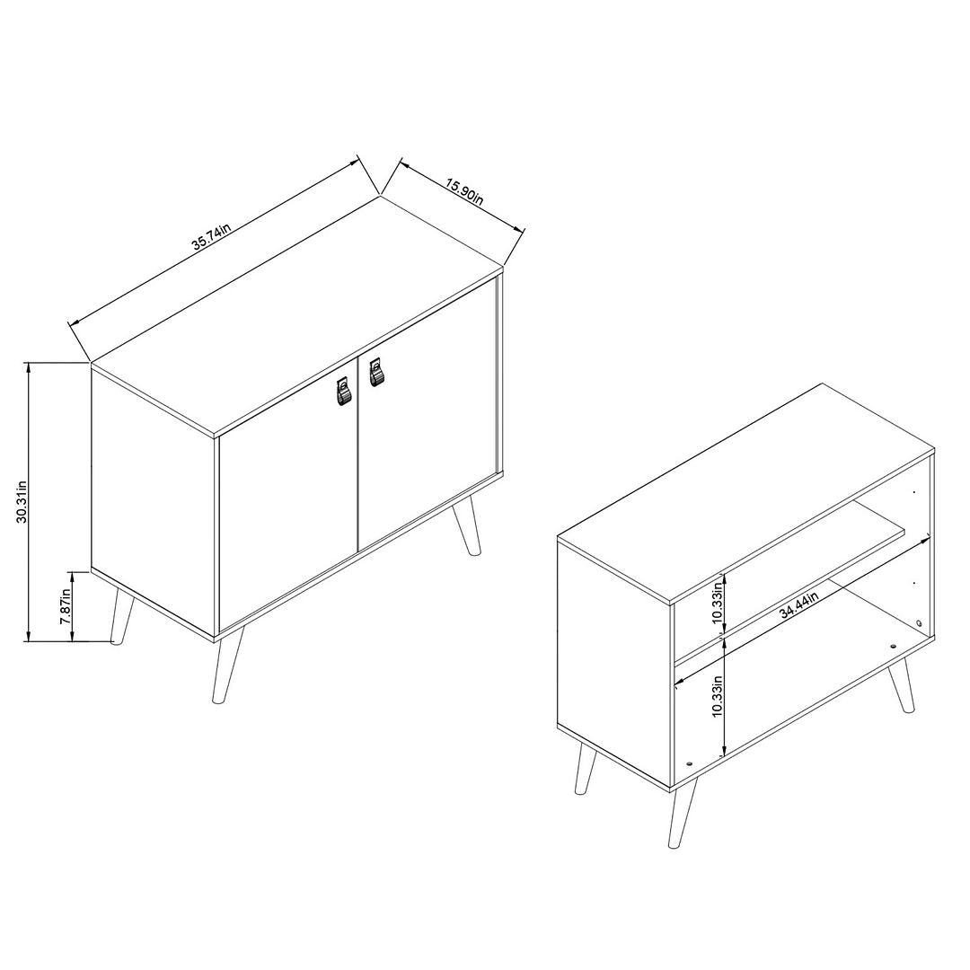 Manhattan Comfort Amber Accent Cabinet With Faux Leather Handles In Nature