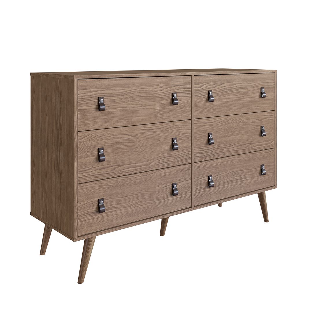 brown dresser and nightstand Manhattan Comfort Amber Double Dresser With Faux Leather Handles In Na –  Kitchen Oasis