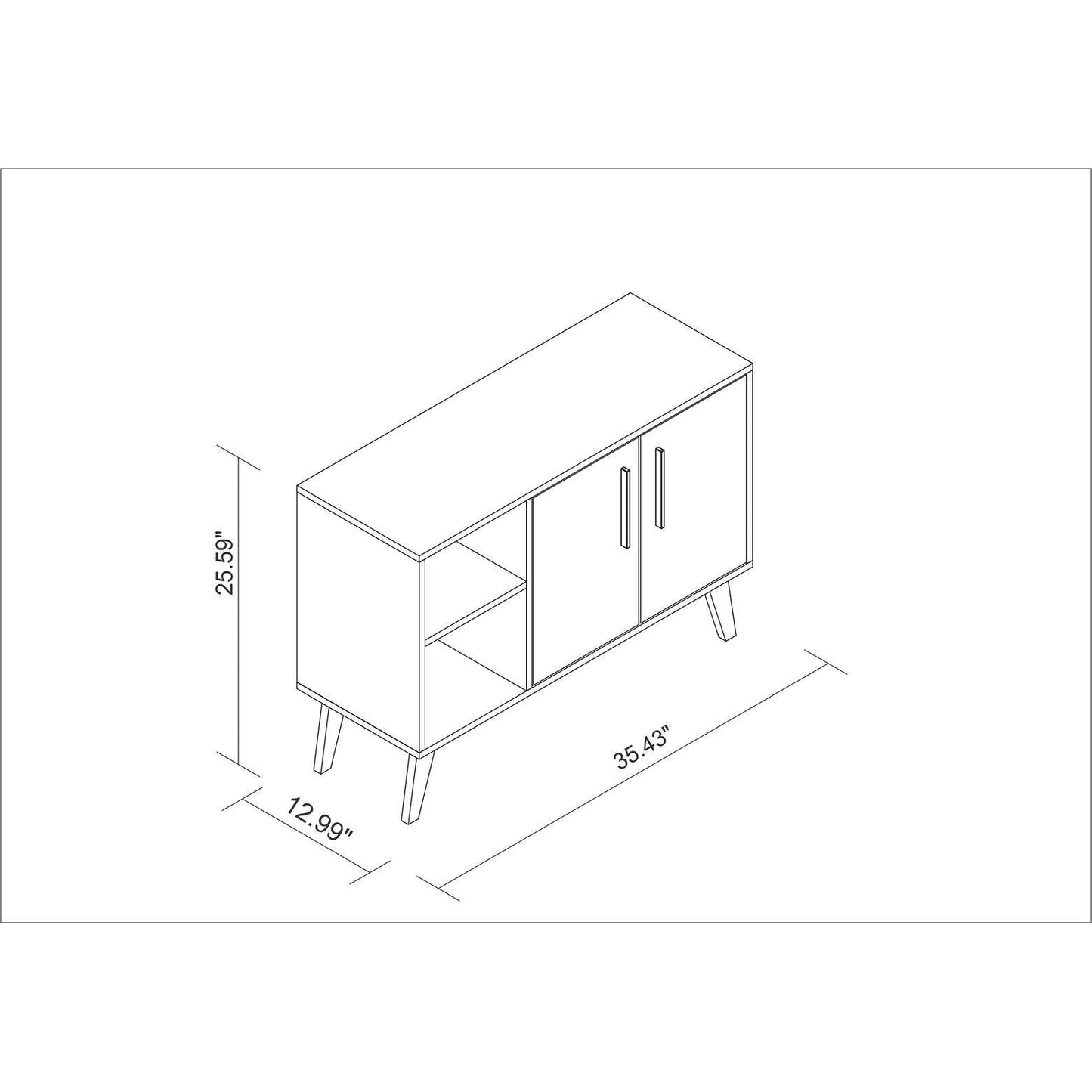 Manhattan Comfort Amsterdam 35" Sideboard With 4 Shelves In White