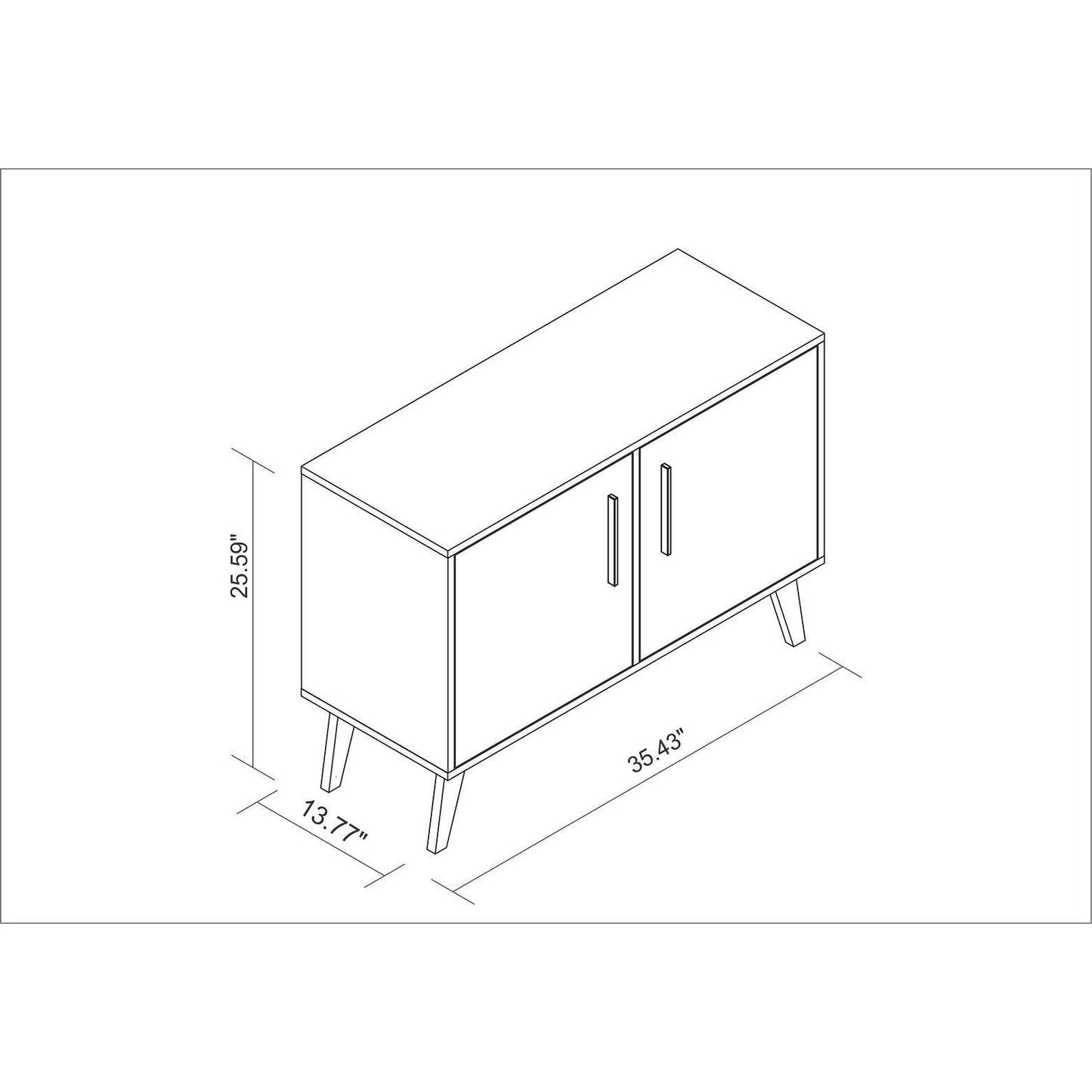 Manhattan Comfort Amsterdam Double Side Table Cabinet 2.0 With 3 Shelves In White Marble