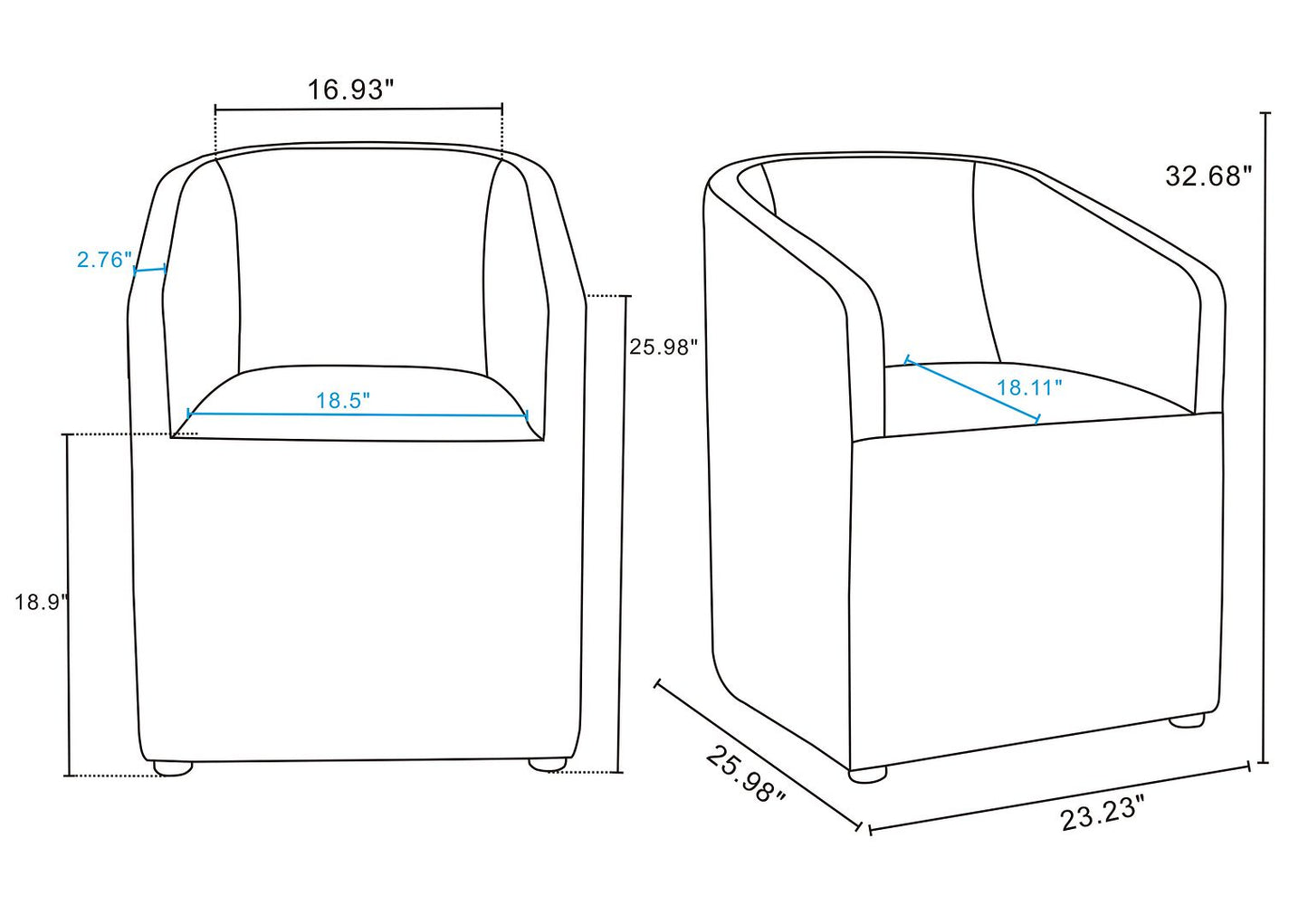 Manhattan Comfort Anna Modern Round Faux Leather Cream Dining Armchairs In A Set Of 2