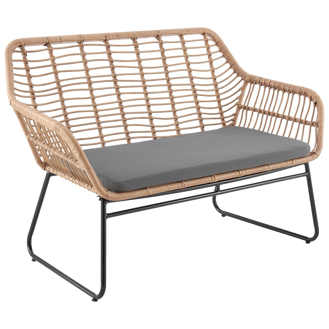 Manhattan Comfort Antibes 2.0 Steel Rattan 4-Piece Patio Conversation Set With Cushions In Gray