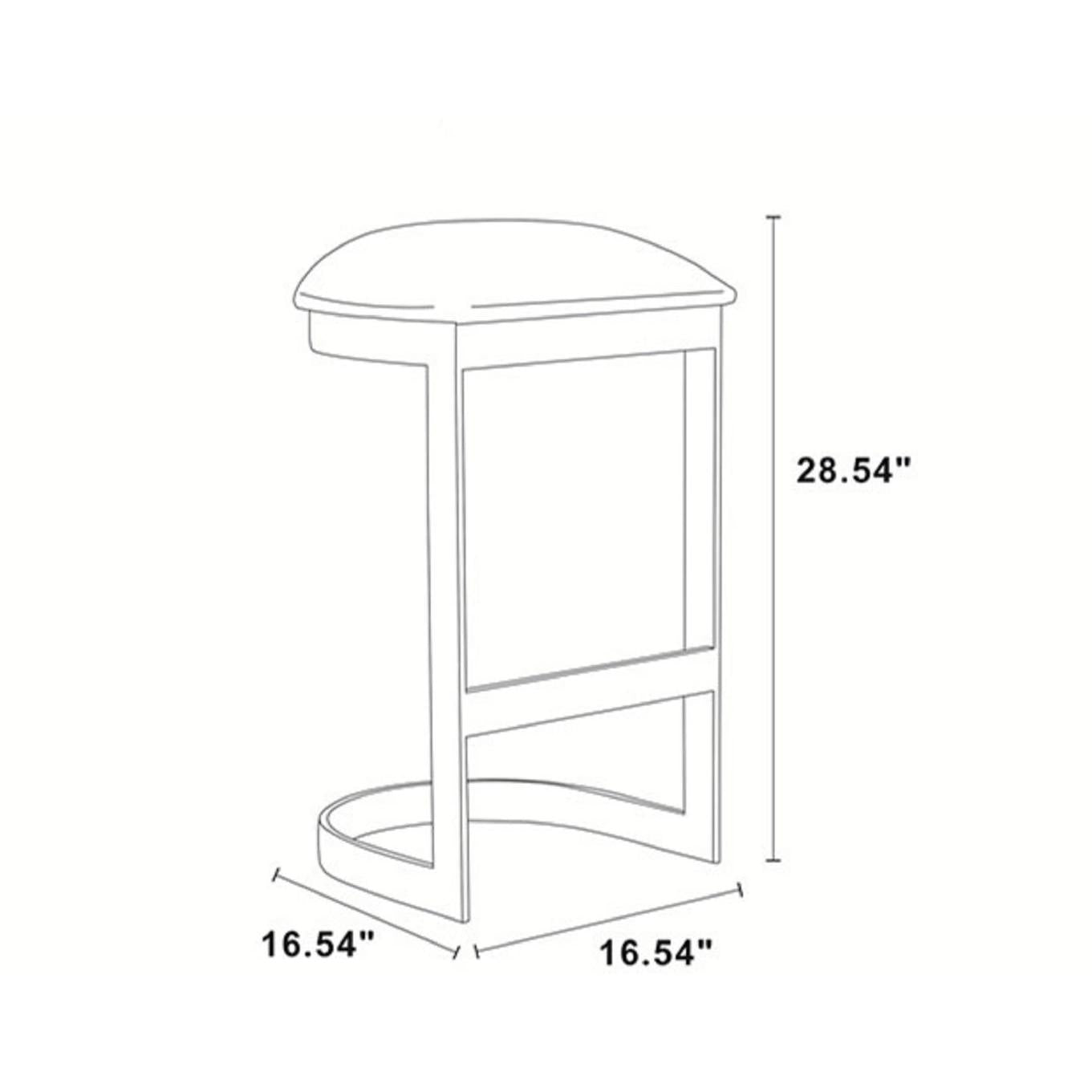 Manhattan Comfort Aura 29" Blue & Polished Brass Stainless Steel Bar Stool