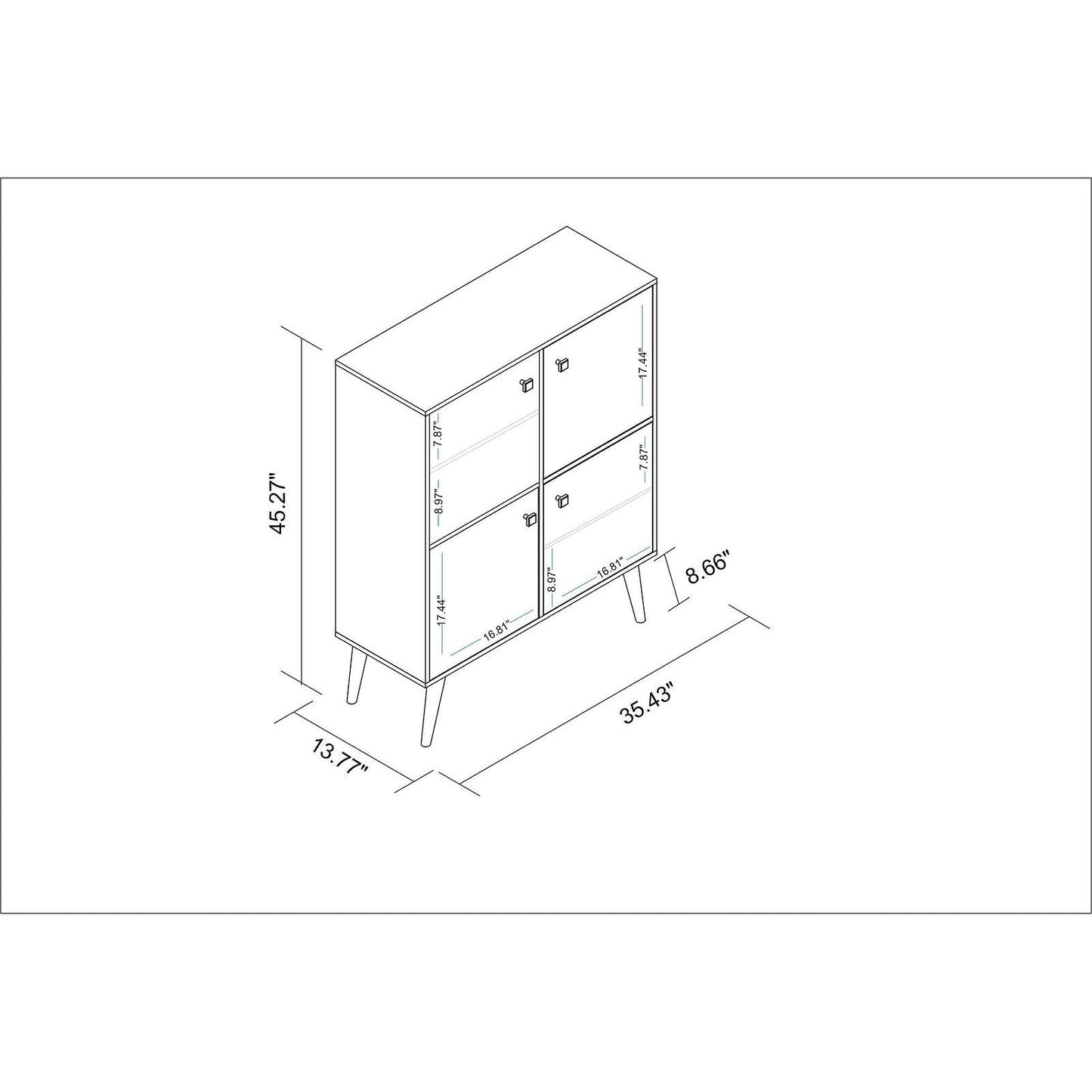 Manhattan Comfort Avesta 45" High Double Cabinet With Funky Colorful Design & Solid Wood Legs