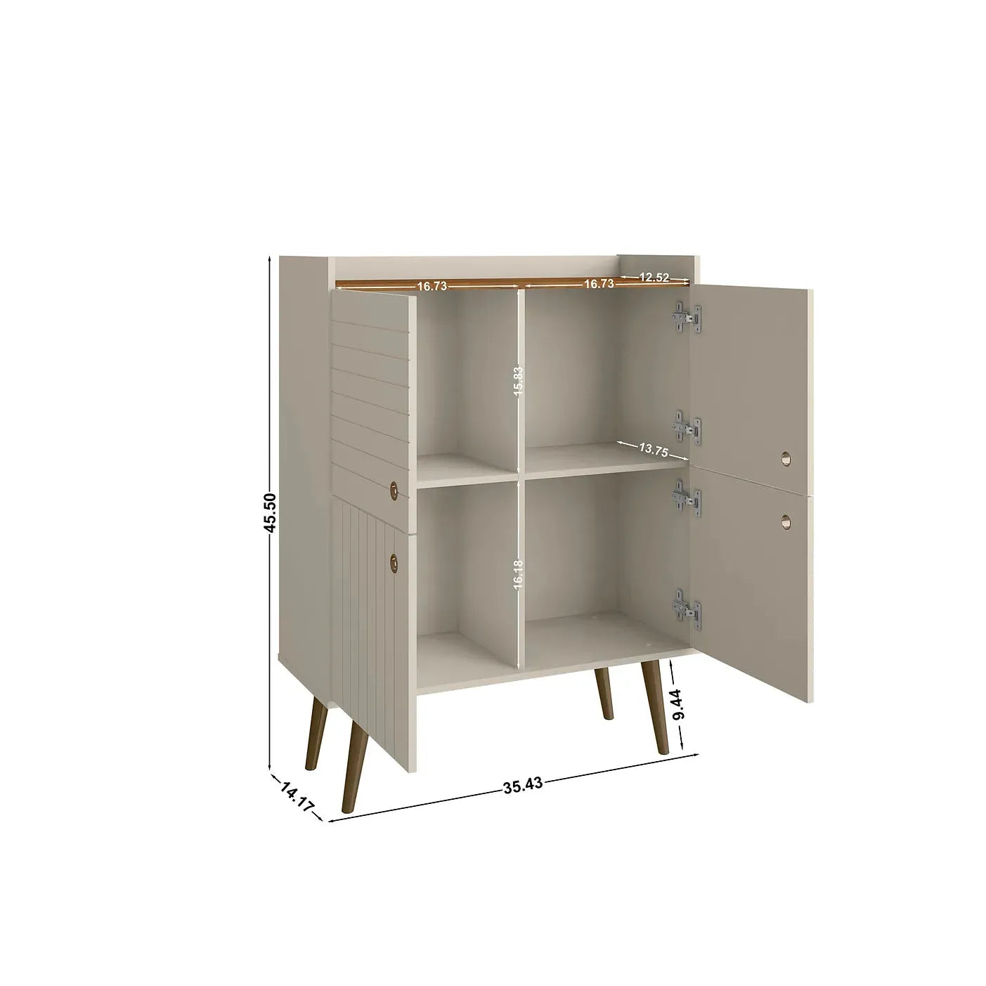 Manhattan Comfort Bogart 46" Mid-Century Modern Accent Cabinet In Off-White