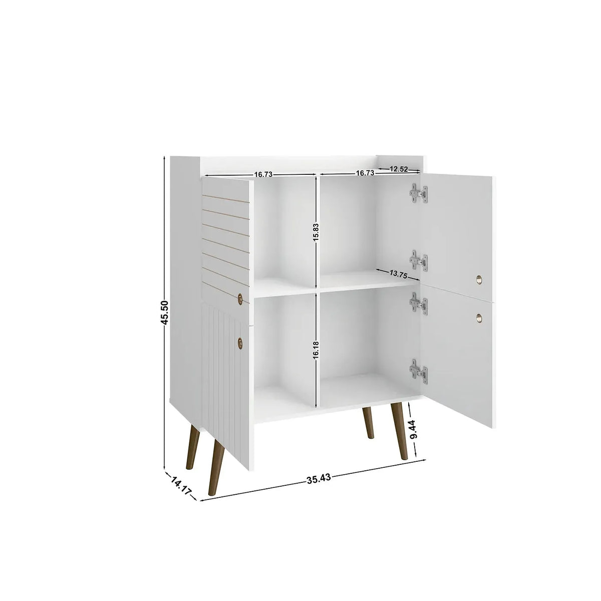 Manhattan Comfort Bogart 46" Mid-Century Modern Accent Cabinet In White
