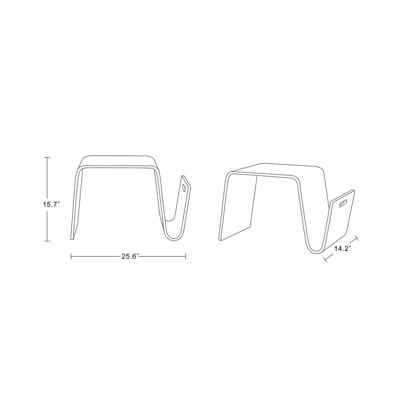 Manhattan Comfort Brookside 26" Black Rectangle Plywood & Ash Veneer End Table