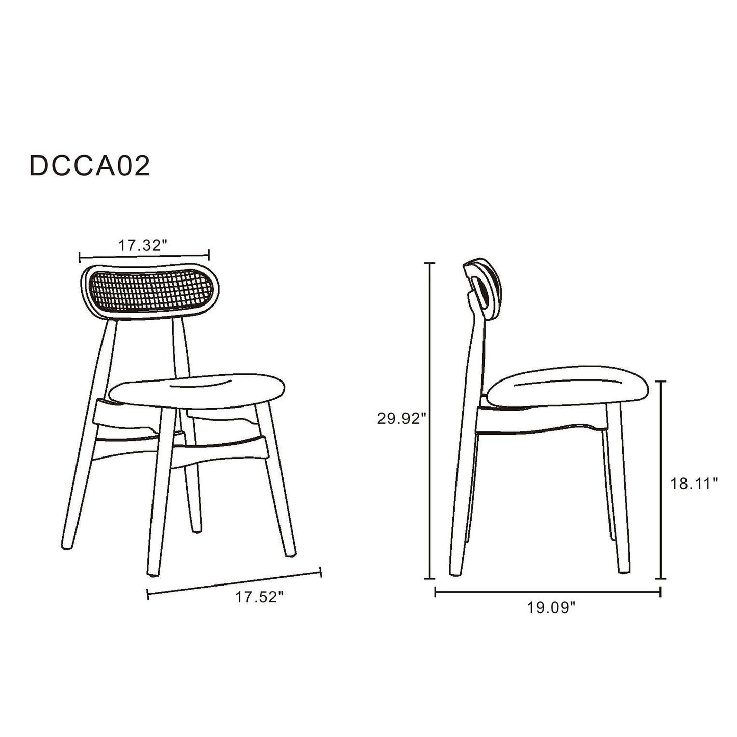 Manhattan Comfort Colbert Nature & Cane With Oatmeal Upholstered Dining Chairs In A Set Of 2