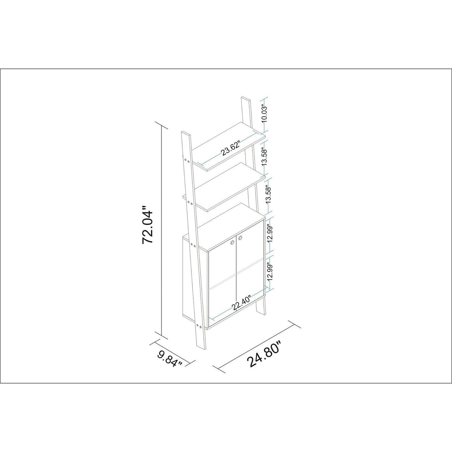 Manhattan Comfort Cooper Ladder Display Cabinet With 2 Floating Shelves In Black