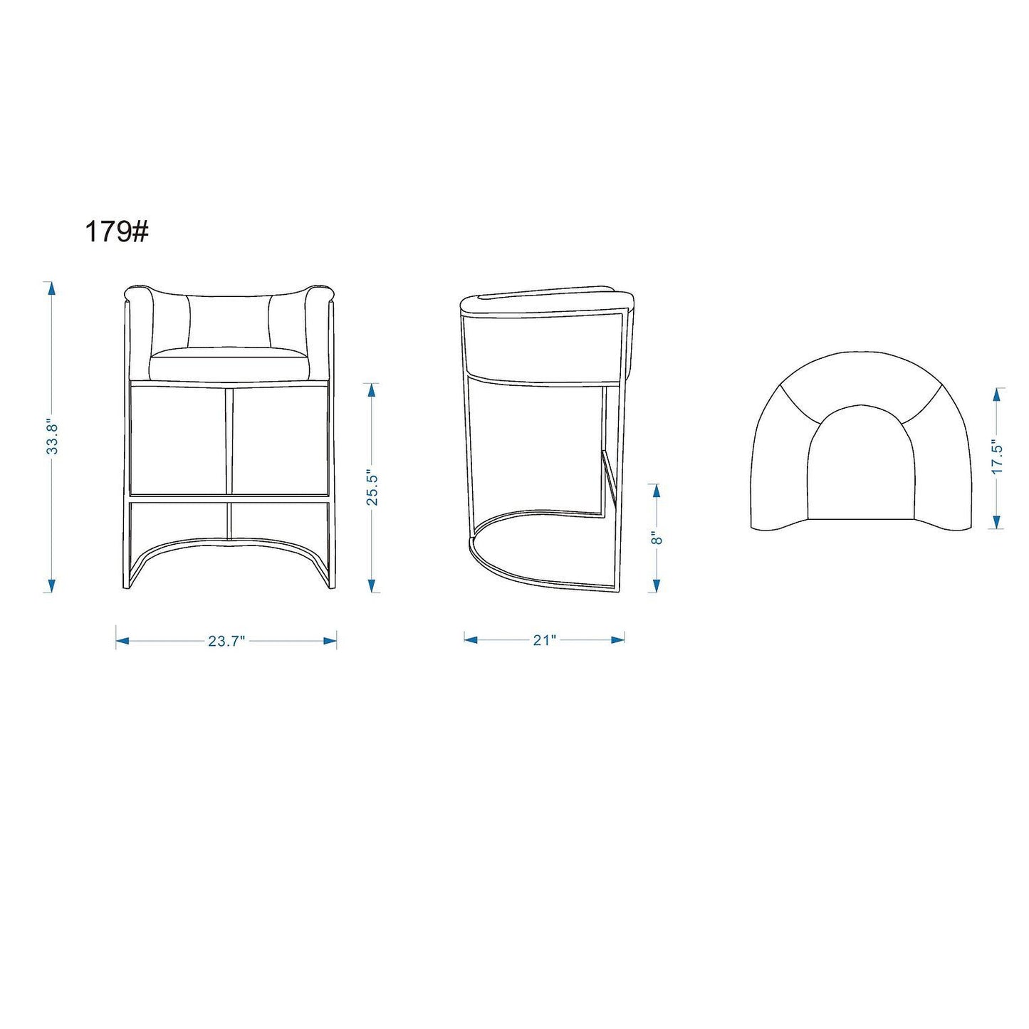 Manhattan Comfort Cosmopolitan 34"H Cream & Black Metal Counter Height Bar Stool