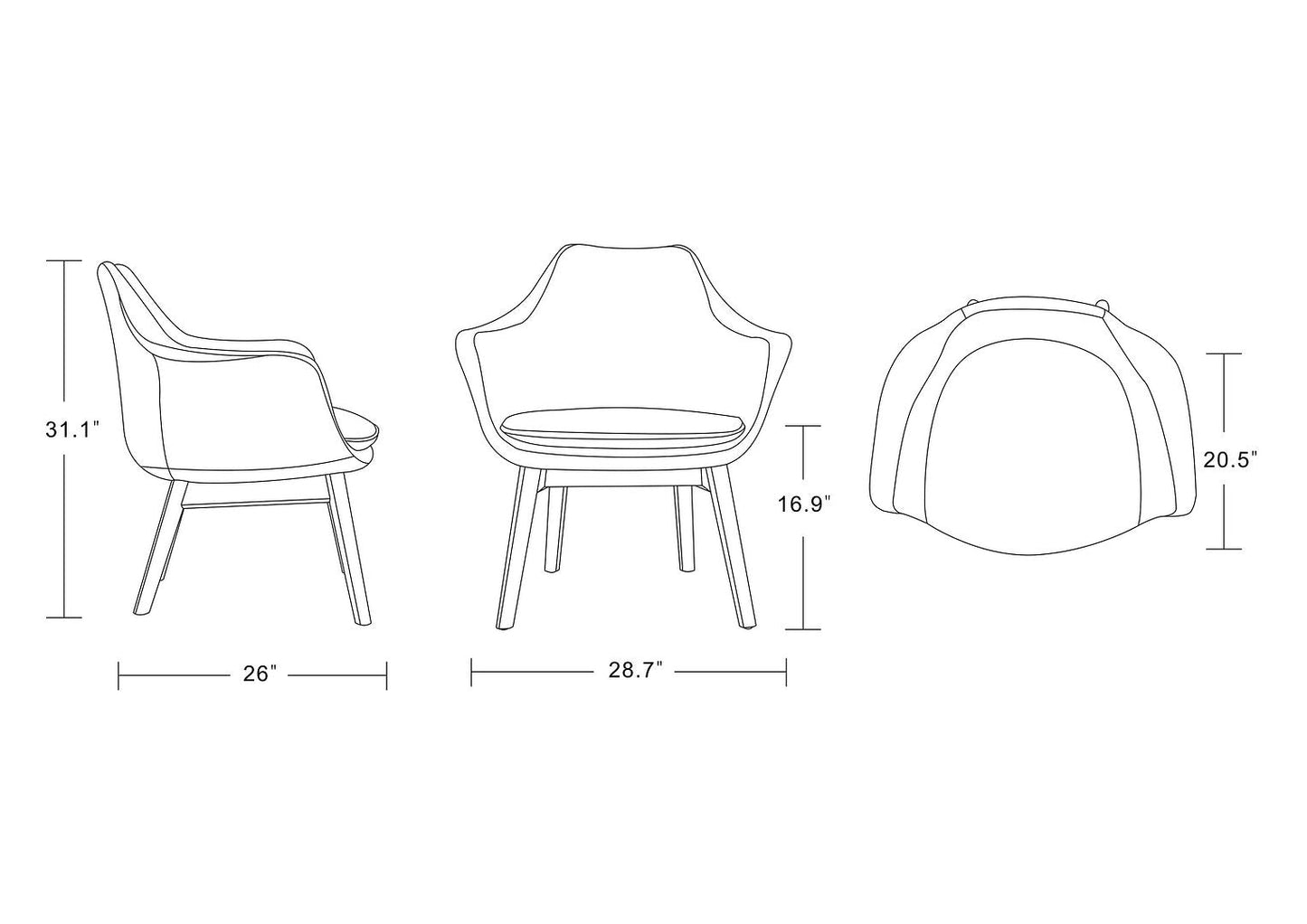 Manhattan Comfort Cronkite Plum & Walnut Twill Accent Chair