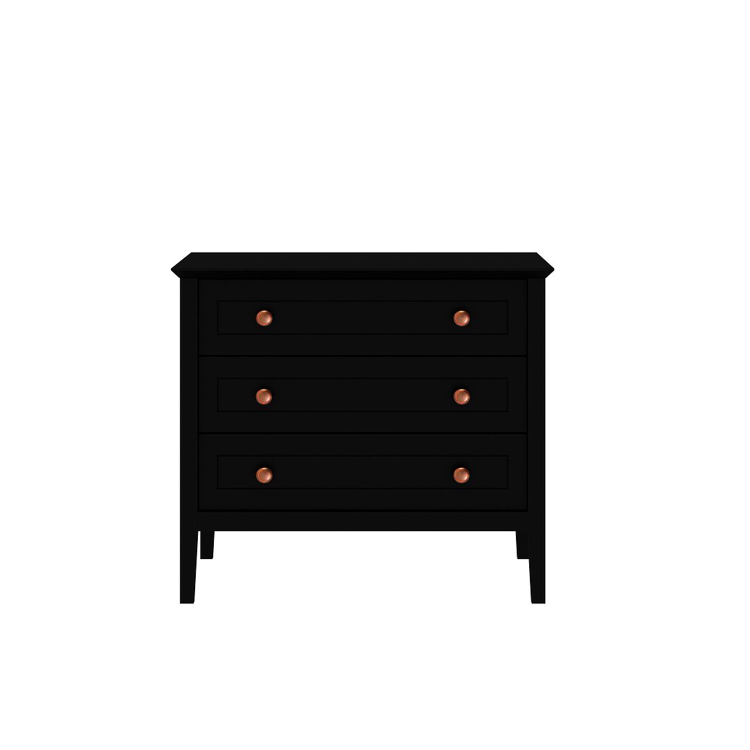 black matte dresser Iris Dresser Black Oak Set of 3 Mid-Century Arched main image 1
