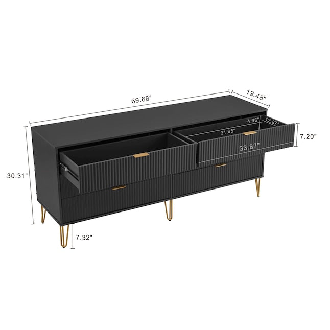 Manhattan Comfort DUMBO Black Modern 6-Drawer Double Low Dresser