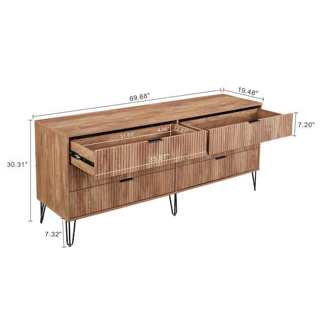 Manhattan Comfort DUMBO Golden Brown Modern 6-Drawer Double Low Dresser