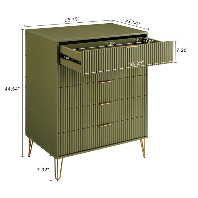 Manhattan Comfort DUMBO Olive Green Modern 5-Drawer Tall Dresser