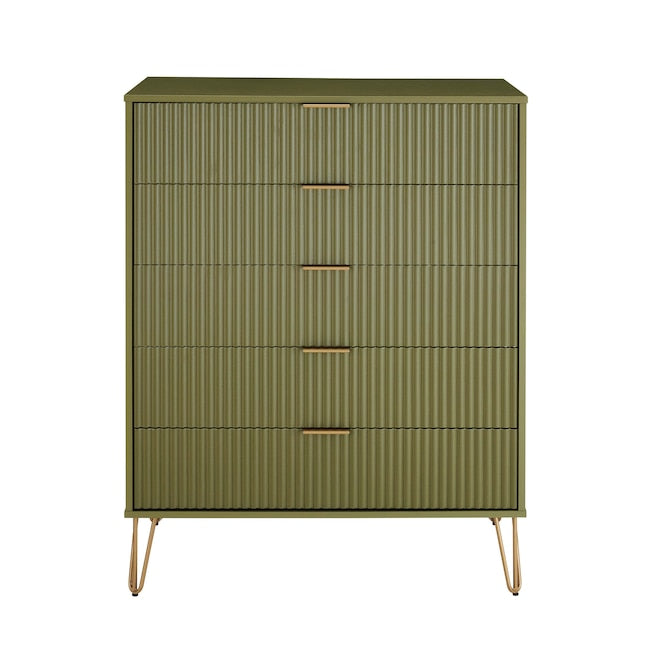 Manhattan Comfort DUMBO Olive Green Modern 5-Drawer Tall Dresser ...