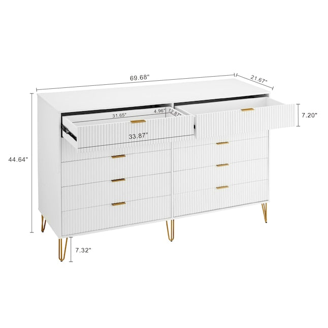 Manhattan Comfort DUMBO White Modern 10-Drawer Double Tall Dresser