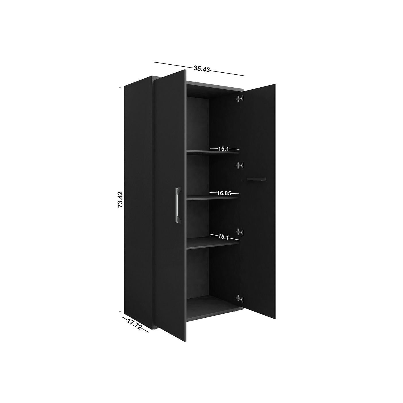 Manhattan Comfort Eiffel 2-Piece Storage Cabinet In Matte Black
