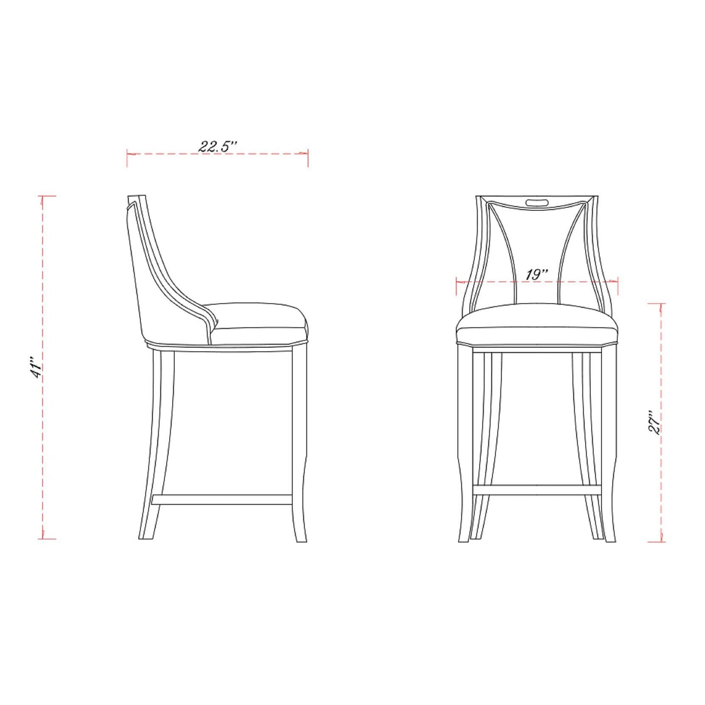 Manhattan Comfort Emperor 41"H Cream & Walnut Beech Wood Bar Stool