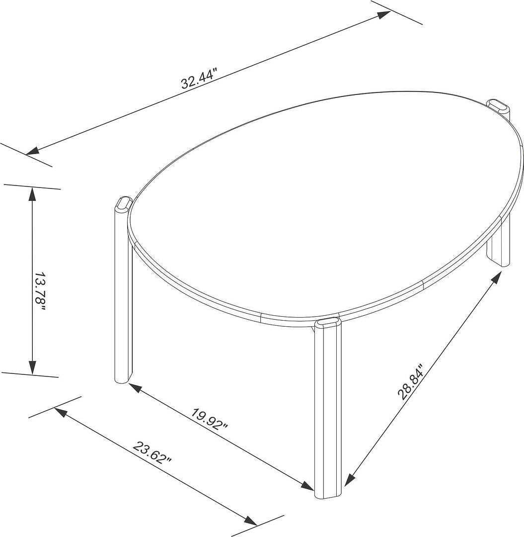 Manhattan Comfort Gales 32" Gloss Greige Coffee Table With Solid Wooden Legs