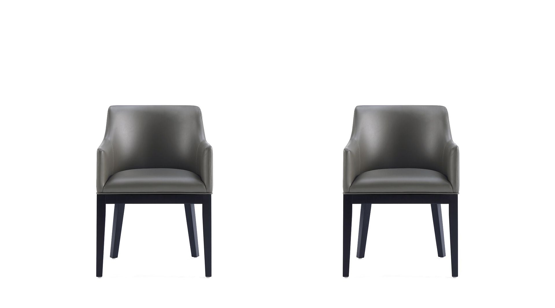 Manhattan Comfort Gansevoort Modern Faux Leather Pebble Gray Dining Chair  In A Set Of 2