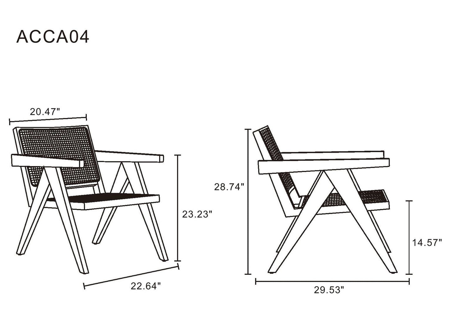 Manhattan Comfort Hamlet Black & Natural Cane Accent Chair In A Set Of 2