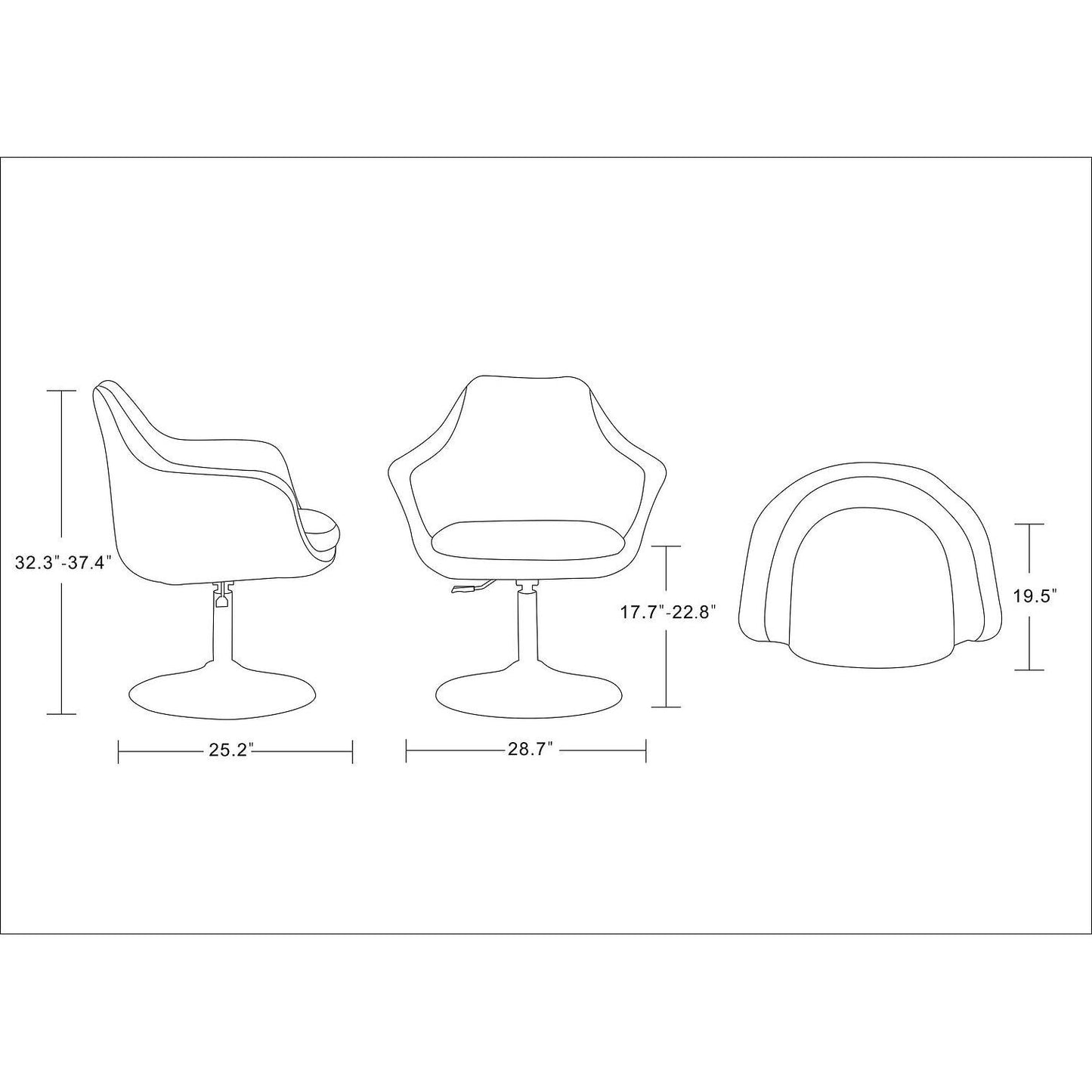 Manhattan Comfort Kinsey Red & Polished Chrome Wool Blend Adjustable Height Swivel Accent Chair