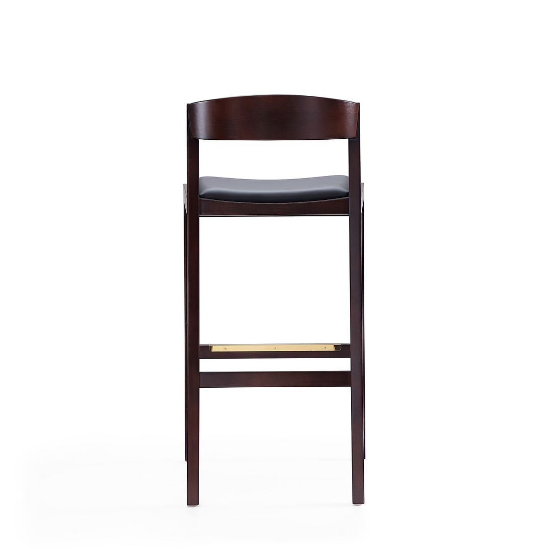 Manhattan Comfort Klismos 41"H Black & Dark Walnut Beech Wood Barstool