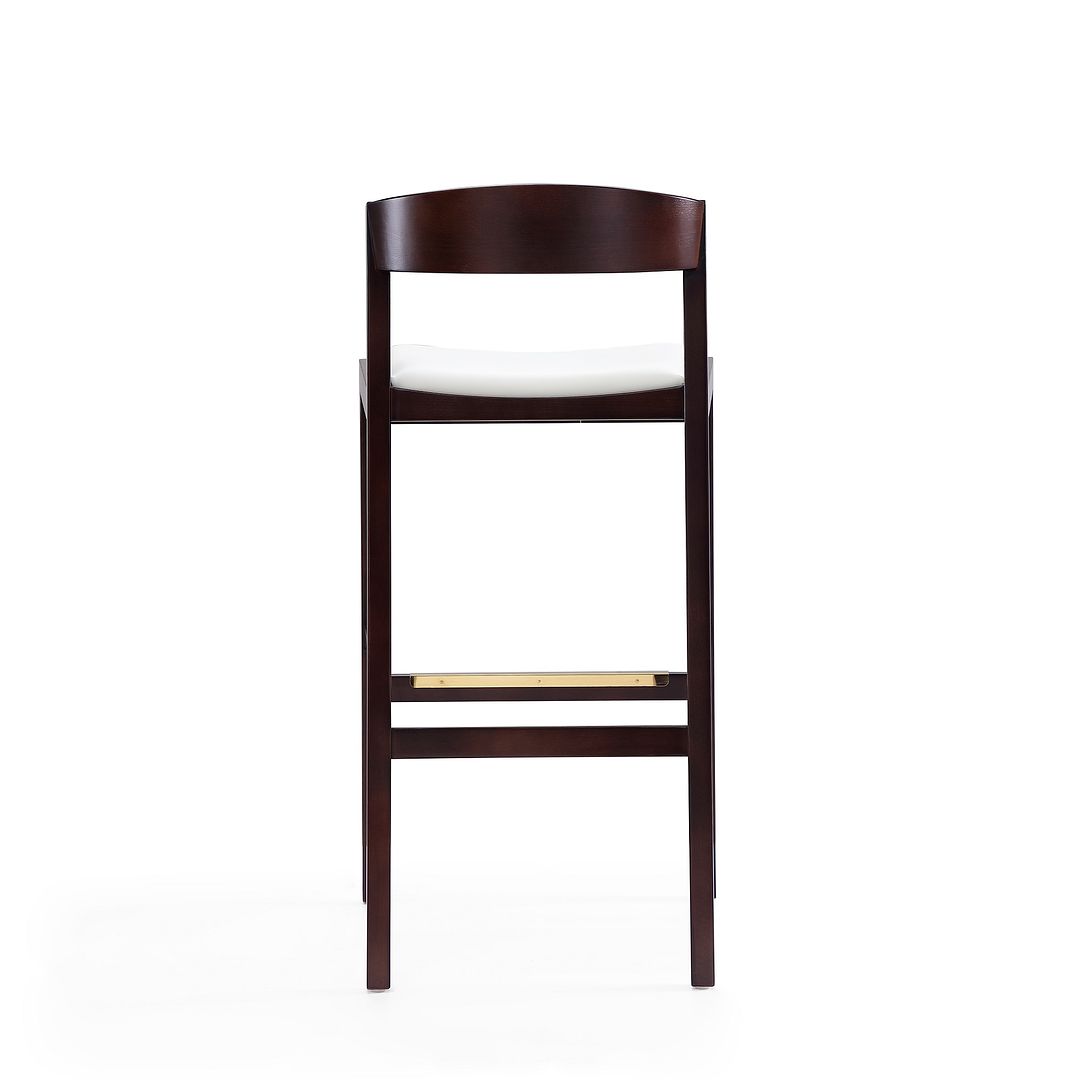 Manhattan Comfort Klismos 41"H Ivory & Dark Walnut Beech Wood Barstool