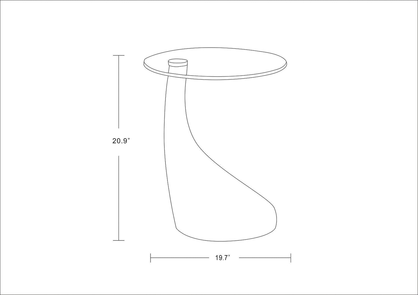 Manhattan Comfort Lava 20" Orange Glass Top Accent Table