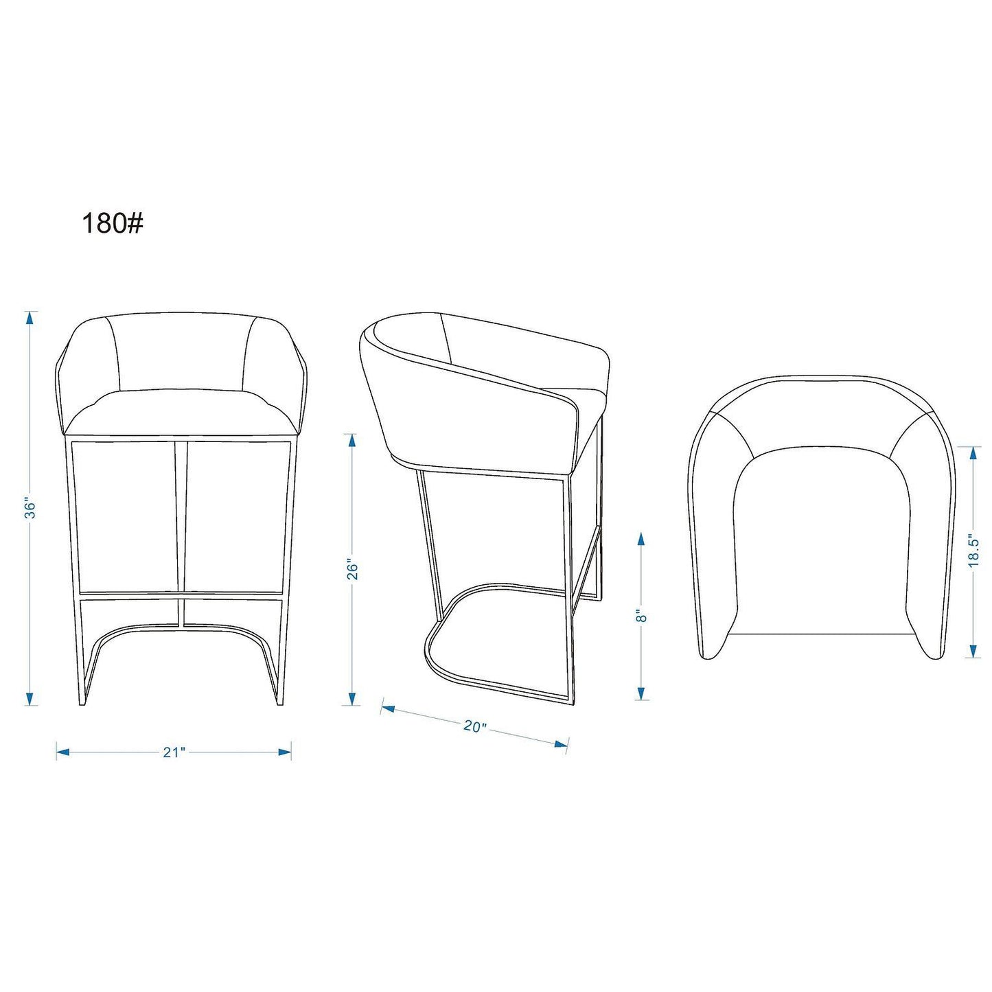 Manhattan Comfort Louvre 36" Cream & Titanium Gold Stainless Steel Counter Height Bar Stool