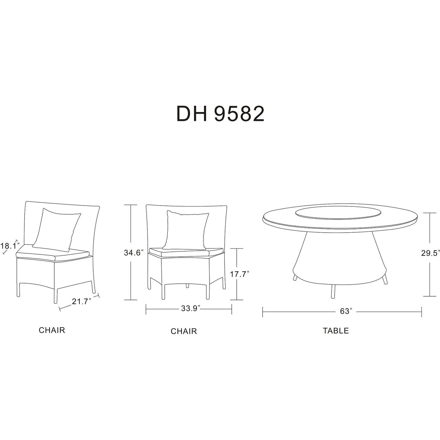 Manhattan Comfort Nightingdale Black 7-Piece Rattan Outdoor Dining Set With Cream & White Cushions